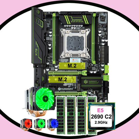 HUANANZHI X79 Super Gaming Motherboard Set Dual M.2 SSD Slot CPU Intel Xeon E5 2690 2.9GHz 6 Tubes Cooler RAM 64G(4*16G) REG ECC ► Photo 1/6