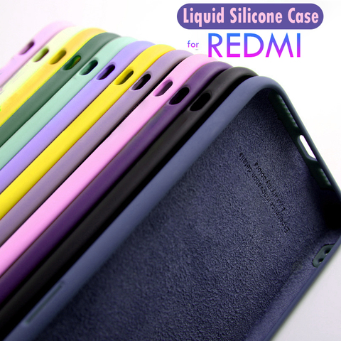 Liquid Silicone Case Redmi 9 9C NFC 8A 9A 9AT 8 7A Redmi Note 8T 7 8 9S 9 Pro Micro Fiber Cover POCO X3 NFC K20 M3 ► Photo 1/6