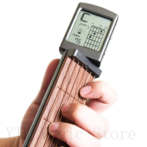 Portable 6-Tone Pocket Guitar Chord Trainer Practice Tool Can Rotate Chord Diagram Screen Guitar Finger Trainer For Beginners ► Photo 1/6