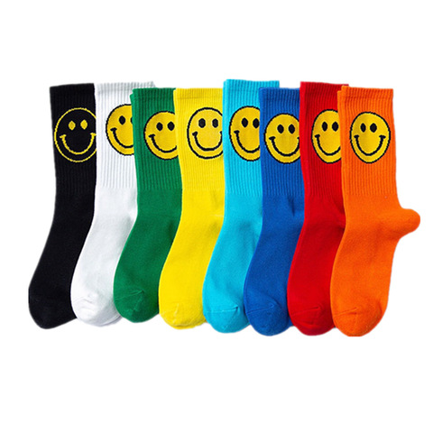 Fashion Big Smile Face Plus Size Women Socks Cotton Creative Personality Pure Color Funny Socks for Ladies Meias 091402 ► Photo 1/6