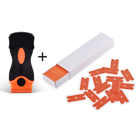 EHDIS Car Vinyl Wrap Razor Scraper+100pcs Plastic Razor Blades Carbon Fiber Sticker Remover Squeegee Window Glass Cleaning Tools ► Photo 1/6