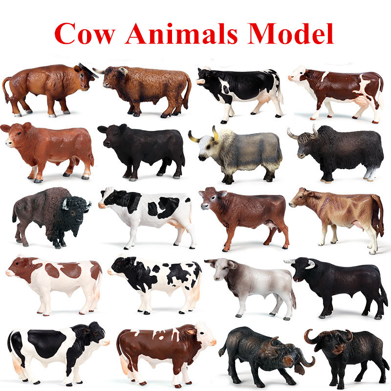 Price history & Review on Simulation Cute Farm Animals Milk Cow Cattle Calf Angus Bull OX Buffalo Model Action Figures Educational Pvc Cute Toy Kids Gift | Seller - Devin