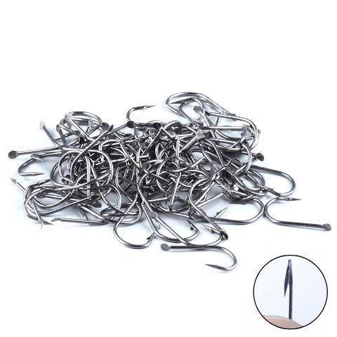 100PCS/lot  Izu Crooked Barbed Flat Fishhook High carbon steel Black carp fishing hooks set 1-13# Accessories tool tackle ► Photo 1/6