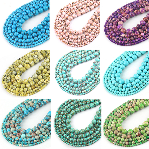 Wholesale Natural Stone Turquoises Sea Sediment Agates Malachite Beads Loose Beads 4/6/8/10/12mm For Jewelry Making DIY Bracelet ► Photo 1/6