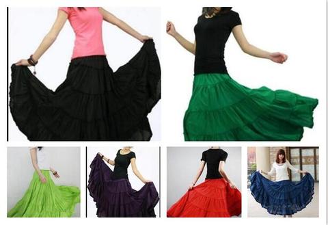 2022 Summer Women layers Long Skirt Linen Cotton Waist Pleated Maxi Beach Skirt 8 color Optional ► Photo 1/6