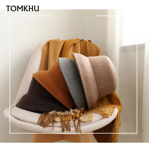 Elegant Women Vintage Bucket Felt Hat New Autumn Winter Wool Felt Cone Cloche Hood Millinery Craft Caps Fedora Sombrero Mujer ► Photo 1/6