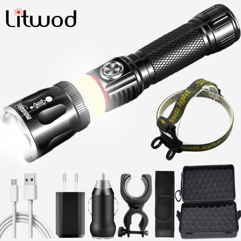 High Quality XM-L2 U3 & COB Led Flashlight Torch Aluminum Alloy Waterproof 18650 Battery Zoomable Lantern for Camping Hiking 10W ► Photo 1/6