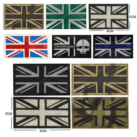 BRITISH Flag Patch Union Jack IR Reflective PATCH England UK Great Britain UNITED KINGDOM FLAG Military APPLIQUE BADGE PATCH ► Photo 1/6