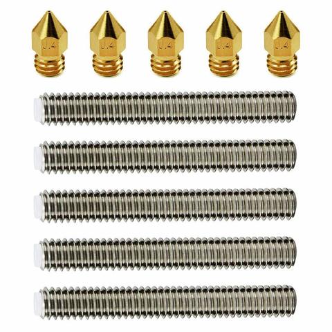 5pcs Brass Extruder Nozzle Print Heads +5pcs M6 X 30mm Stainless Steel Nozzle Throat For Anet A8 Mk8 Reprap 3d Printers ► Photo 1/3