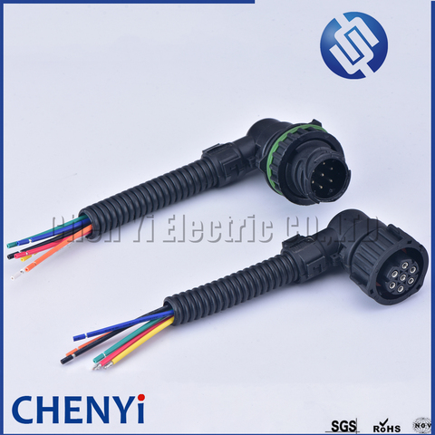 1set 7 pin Tyco Amp 1.5 mm BU-STE KPL CIRCULAR DIN HOUSINGS Female Connector 1-967402-1 1-967325-1 1718230-1 with 15cm cable ► Photo 1/6