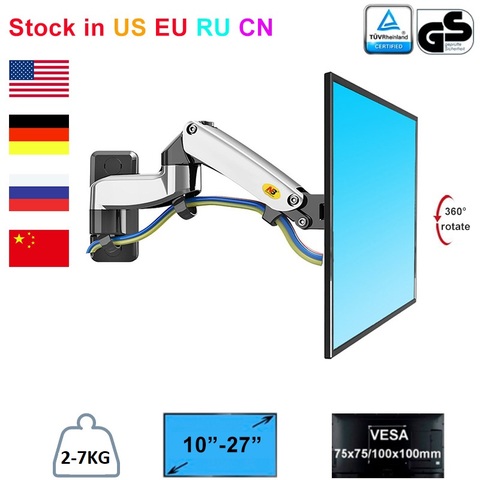 NB North Bayou F150 17-27 Full Motion Monitor Wall Mount TV Wall Bracket  Stand with Adjustable Gas Spring LED LCD Monitor Arm