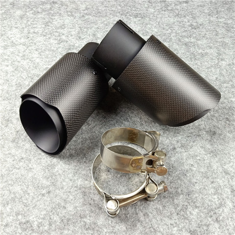 One Pcs Universal 2.48 inches Glossy Carbon Fiber Exhaust Tips 304 Stainless Steel For Cars Tuning Muffler Nozzles Exhaust Pipes ► Photo 1/6