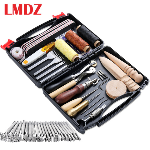 LMDZ 50 Pcs Leather Working Tools Prong Punch Edge Beveler Wax Ropes Needles for Stitching Punching Cutting Sewing Leather Craft ► Photo 1/6