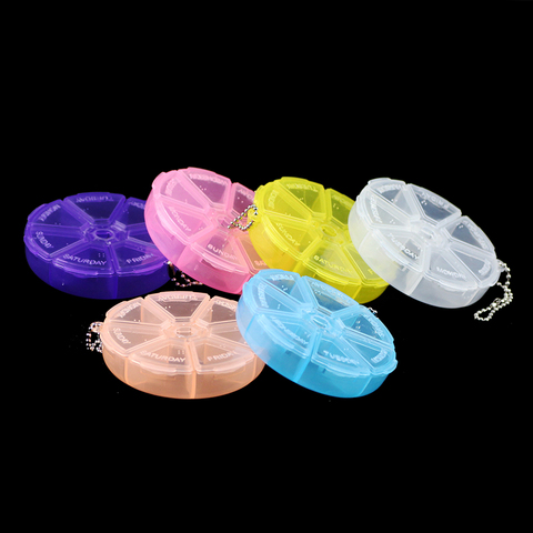 YHBZRET Round 7 Slots Plastic Pill box home Portable Compartment transparent Tool Earring DIY Jewelry Beads Case Container ► Photo 1/6