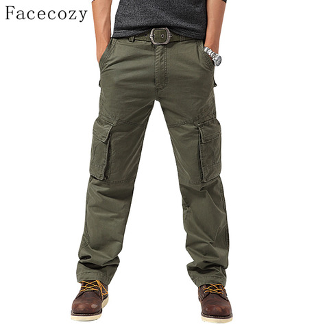 Facecozy  Men Autumn Winter Outdoor Sports Hiking Pant Male Windproof Multi-pockets Camping Wear Resistant Cargo Trousers ► Photo 1/6