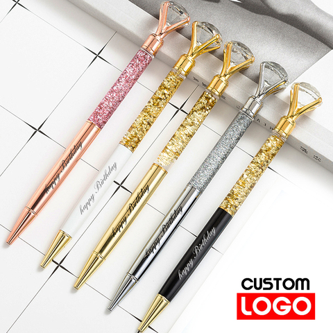 Creative Gold Powder Diamond Ballpoint Pen Oiled Metal Pen Advertising Gift Pen Custom Logo School Office Stationery Wholesale ► Photo 1/6