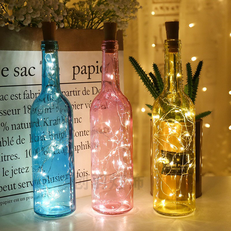 1/4X Wine Bottle Cork Light 2m LED String Copper Wire Fairy Lights Wedding Decor 