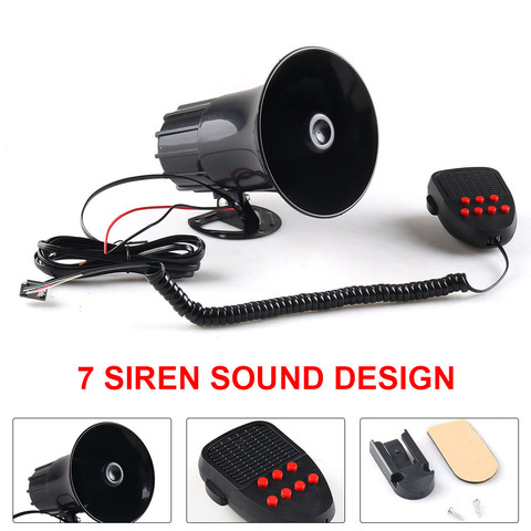 12V 50W 120dB Air Siren Horn Warning Alarm Megaphone for Car Truck MIC Speaker 7 Sounds Loud for Car Van Truck Train RV Boat ► Photo 1/6