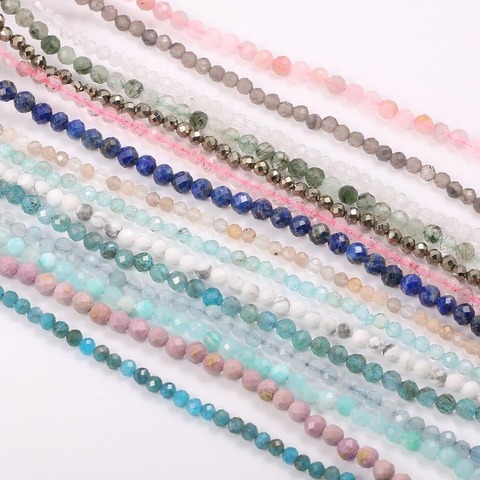 Natural Stone Faceted Round crystals Small Beads Loose spacer beads for  Jewelry Making DIY Necklace Bracelet Accessories 2 3mm