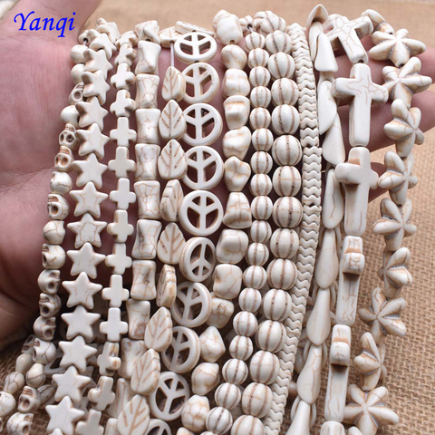 Multiple styles Starfish Skull Howlite Leaf Cross Natural White Turquoises Beads Loose Spacer Beads For Jewelry Making DIY ► Photo 1/5