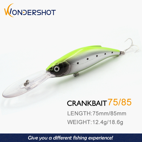 Wondershot C02 75/85cm 12.4/18.6g Hot model fishing lures wobblers crank deep minnow Fishing Tackle Bait Bass dive 3m quality ► Photo 1/6