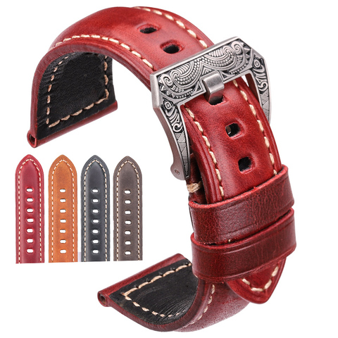 Cowhide Watch Strap Bracelet 20mm 22mm 24mm 26mm 4color Women Men Genuine Leather Watchbands Clock Accessories ► Photo 1/6