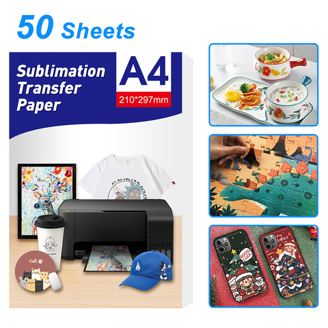 UniPlus 50 Sheets A4 Sublimation Heat Transfer Paper for Inkjet Printer DIY Clothes Bag Mug Cup Ceramics Thermal Transfer Paper ► Photo 1/6