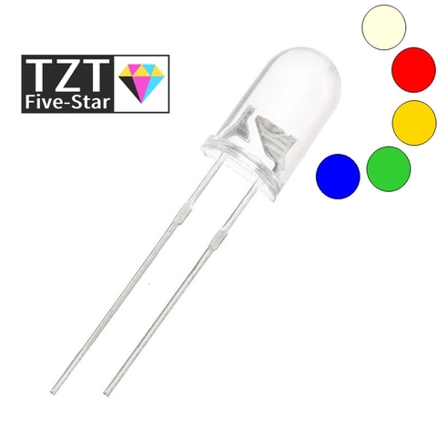 100pcs /lot Transparent Round 5mm super bright water clear Green Red white Yellow Blue Light LED bulbs emitting diode F5 ► Photo 1/1
