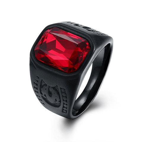Glamour Men's Accessories Deep Black Red Zircon Men's Ring Party Jewelry New Year Gift ► Photo 1/6