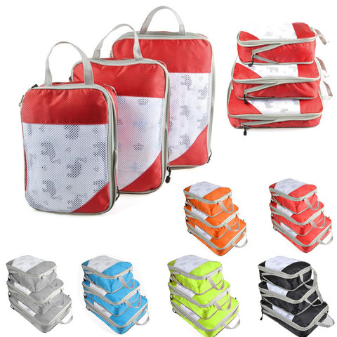 Compressible storage bag set Three-piece Compression Packing Cube Travel Luggage Organizer foldable Travel Bag Organizer ► Photo 1/6