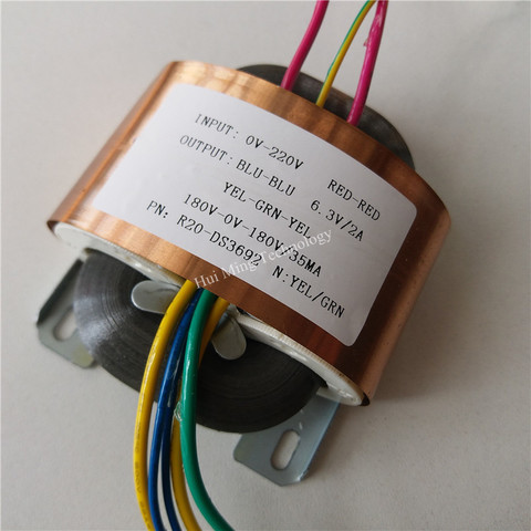 180V-0-180V 35mA 6.3V 2A Transformer R Core R20 custom transformer 220V 25VA copper shield Traffic light special transformer ► Photo 1/1