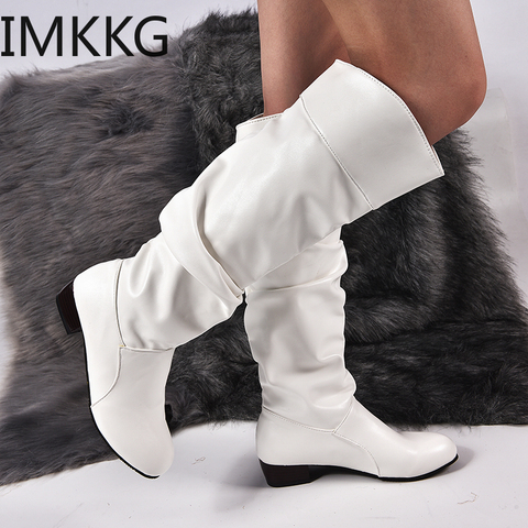 2022 Fashion Shoes Women's Knee-High Boots Winter Knee High Boots High Tube Flat Heels Riding Boots Outside White Shoes Y10297 ► Photo 1/6