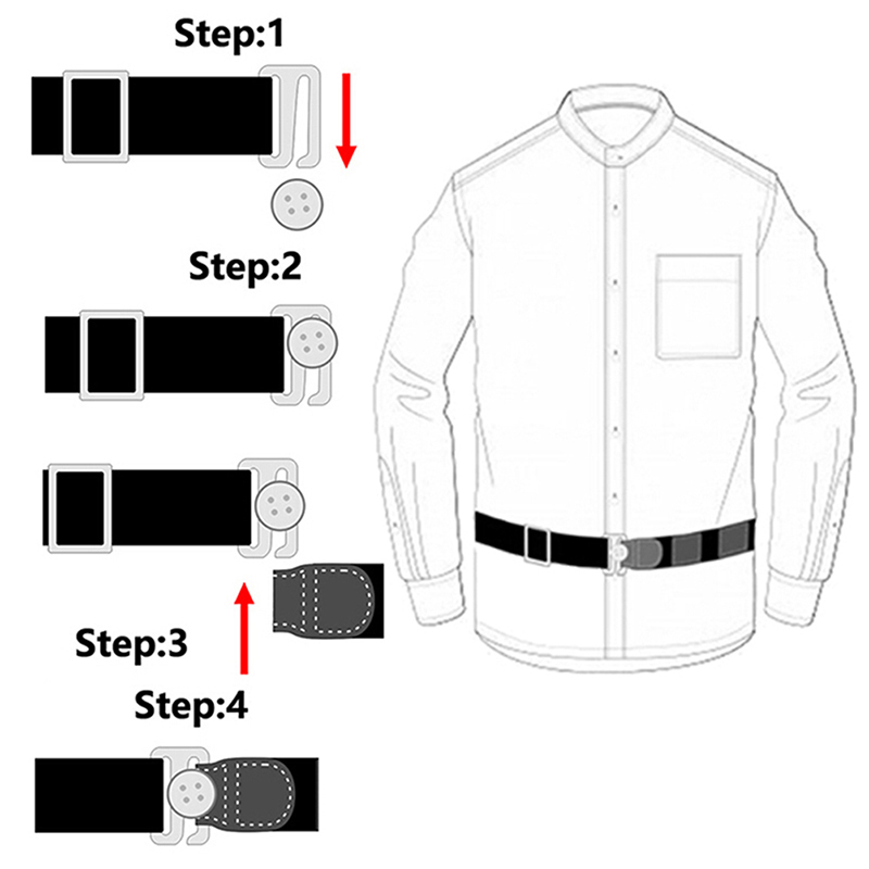 1 Pair Men Shirt Stays Belt With Non-slip Locking Clips Keep Shirt