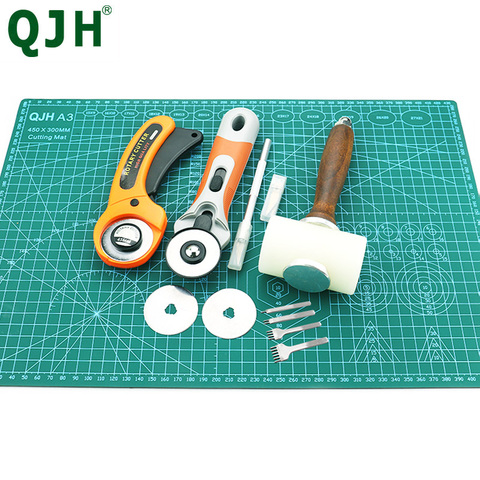 Professional Self-Healing, Double-Sided PVC Cutting Mat, Rotary Blade Compatible, Hammer,Hole Punches Leather Tool Set Sewing ► Photo 1/6