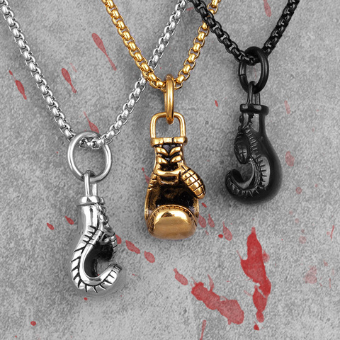 Gold Boxing Gloves Boxer Men Necklaces Pendants Chain Punk for Boyfriend Male Stainless Steel Jewelry Creativity Gift Wholesale ► Photo 1/6