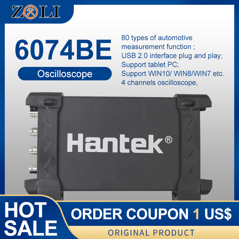 Hantek 6074BC PC USB Oscilloscope 70Mhz Bandwidth 4Channels