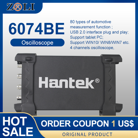 Digital Storage Oscilloscopes PC USB Portable Oscilloscopes 4 Channels 70MHz bandwidths Automotive oscilloscope Hantek 6074BE ► Photo 1/6