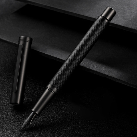 Black Metal Fountain Pen Titanium Black EF/F Nib High Quality Tree Texture Excellent Writing Gifts For Business Office Supplies ► Photo 1/6