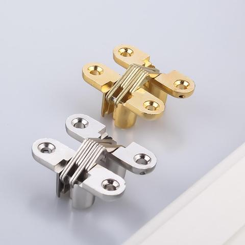 1PCS Hidden Hinges 8x42MM Invisible Concealed Cross Door Hinge Bearing 180D With Screw For Folding Door/Window Furniture DIY ► Photo 1/6