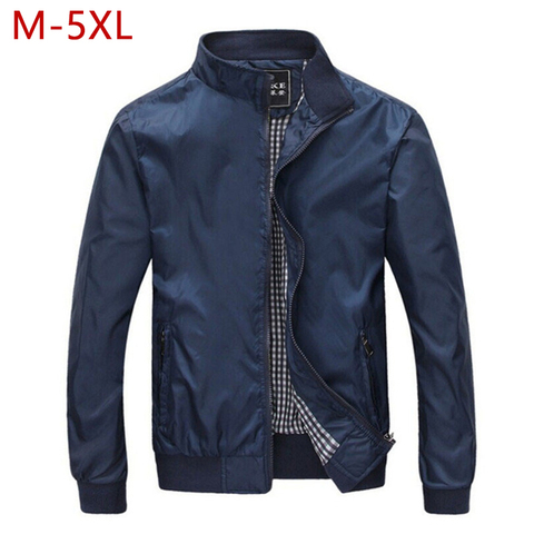 M-5XL Spring Summer Jacket Men Casual Thin Thick Windbreaker College Bomber Black Windcheater Homme Varsity Jacket Big Size YJ19 ► Photo 1/6