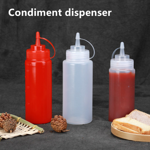 1 Set Plastic Squeeze Bottle Condiment Dispenser & Nozzles Kitchen Tools