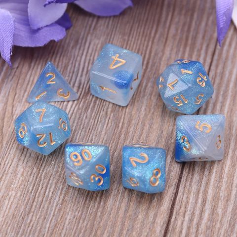 7pcs D20 Polyhedral Dice Glitter Double Colors 20 Sided Dices Table Board Game ► Photo 1/6