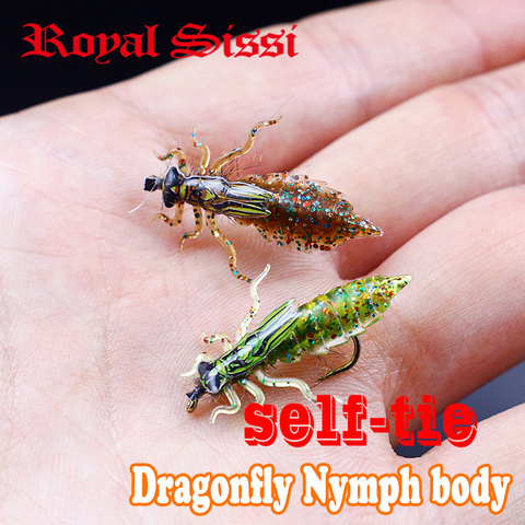 Royal Sissi 20pcs set fly tying dragonfly nymph rubber body&legs pack synthetic fly tying materials with matched 10#nymph hooks ► Photo 1/6