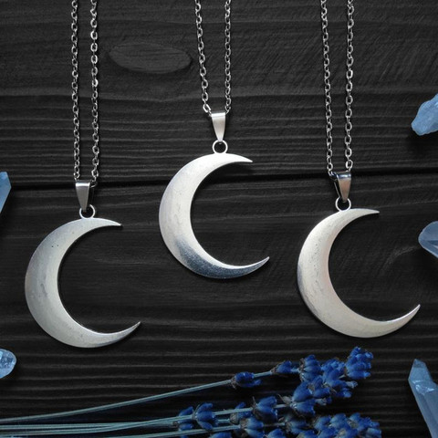 Big Crescent Moon Necklace Phase Pagan Gothic Witch Style Amulet Wiccan Pendant Lunar Witchcraft Magic Jewellery Women Gift 2022 ► Photo 1/6