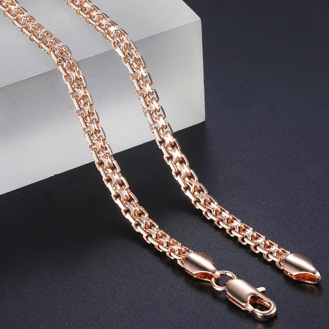 585 Rose Gold Filled Necklaces for Women Bismark Link Fashion Womens Necklaces Chains Jewelry 5mm 50cm 55cm 60cm DLGN452 ► Photo 1/6