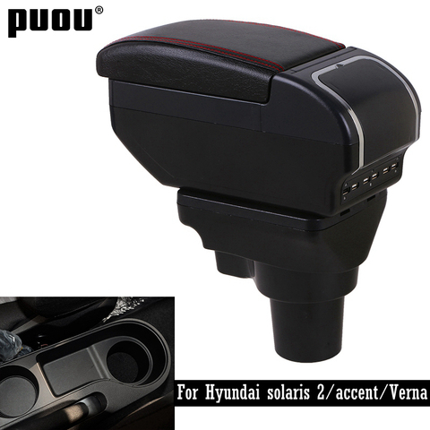 Large Space+Dual Layer+USB Interface Armrest box For Hyundai solaris 2/accent/Verna 2017-2022 Central Store Content box with Ash ► Photo 1/6