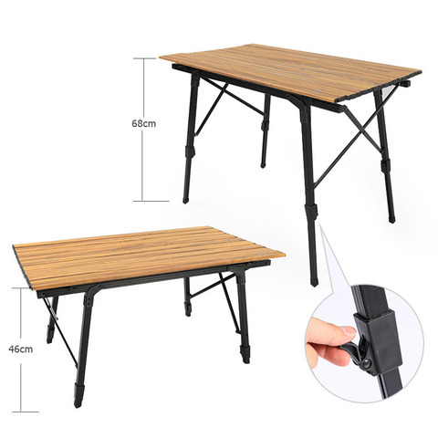 Naturehike 2022 new Outdoor Camping telescopic folding table Wood grain aluminum alloy desk Picnic Barbecue Self-driving Travel ► Photo 1/6