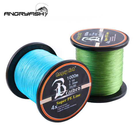 Angryfish Wholesale 1000m 4x Braided Fishing Line 4 Colors Super PE Line Strong Strength Very endurance ► Photo 1/5