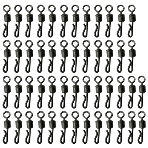 100PCS Black Rolling Quick Change Swivels Carp Rigs Long Body Q-shaped Swing Snap Connector Carp Fishing Accessories ► Photo 1/6