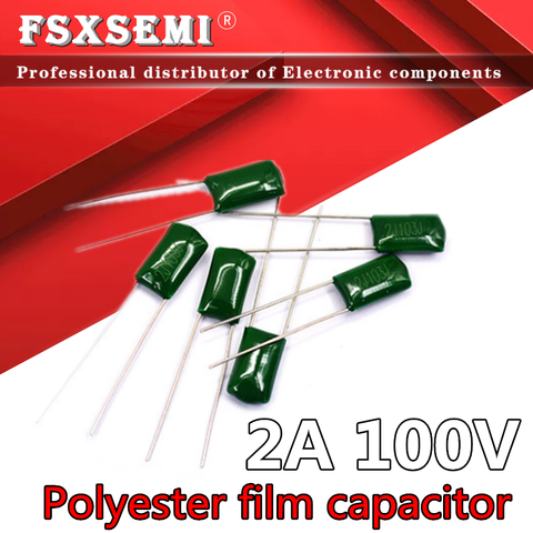 50pcs Polyester film capacitor 100V 1nF 1.5nF 2.2nF 100nF 2A471J 2A102J 2A152J 2A222J 2A392J 2A332J 2A472J 2A103J 2A473J 2A104J ► Photo 1/4